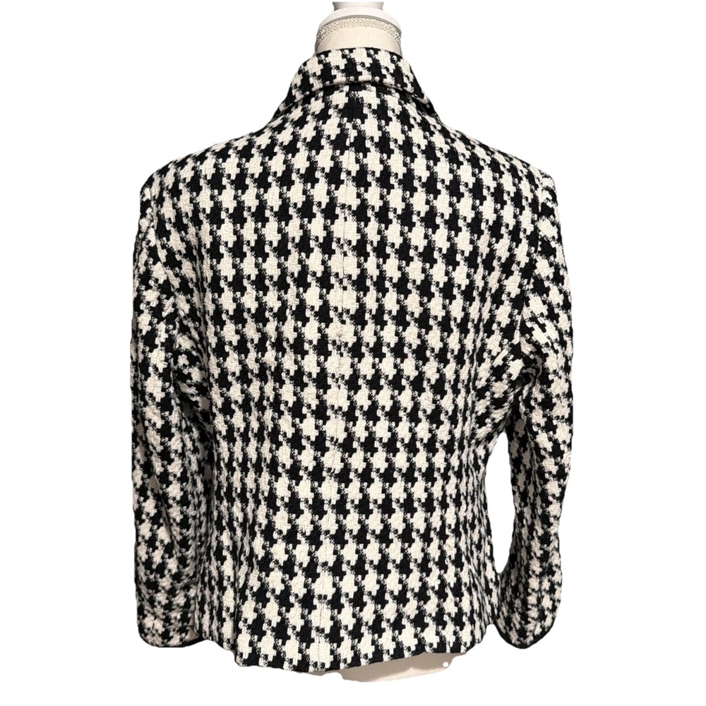 Chadwicks Vtg Black And White Houndstooth Acrylic Button Blazer Women's Size 14 - Picture 3 of 8